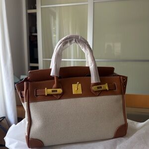 Elegant Brown and Cream Men's Bag